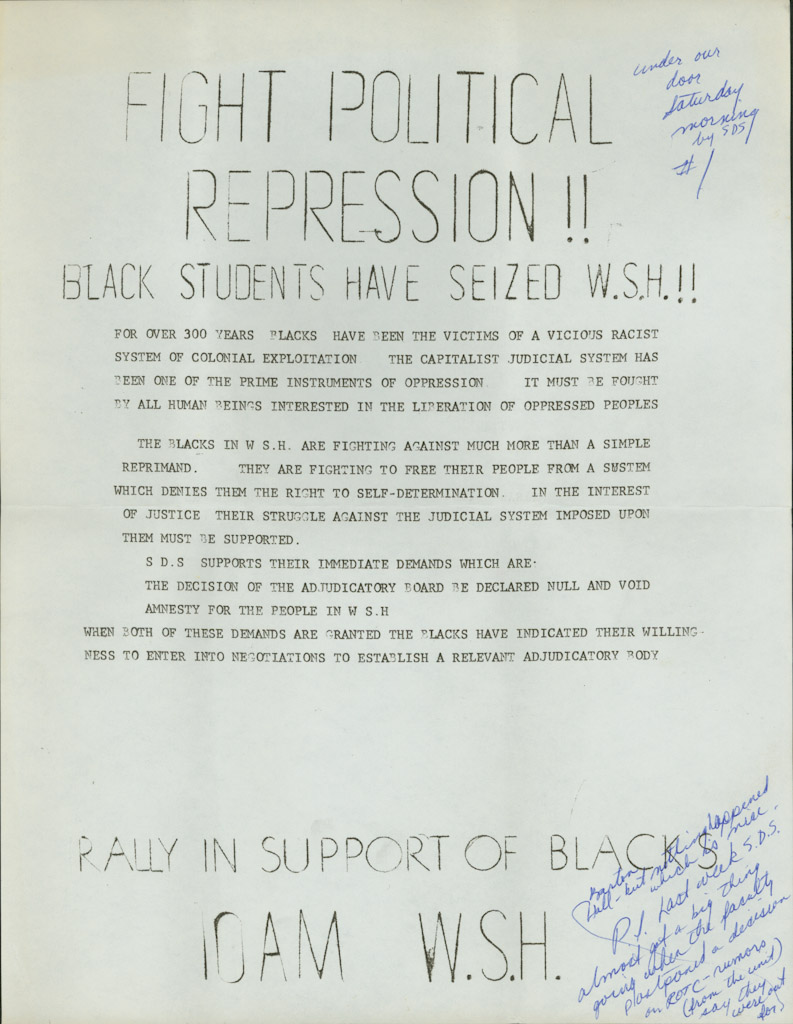 Pamphlet for a rally against political repression of African-Americans